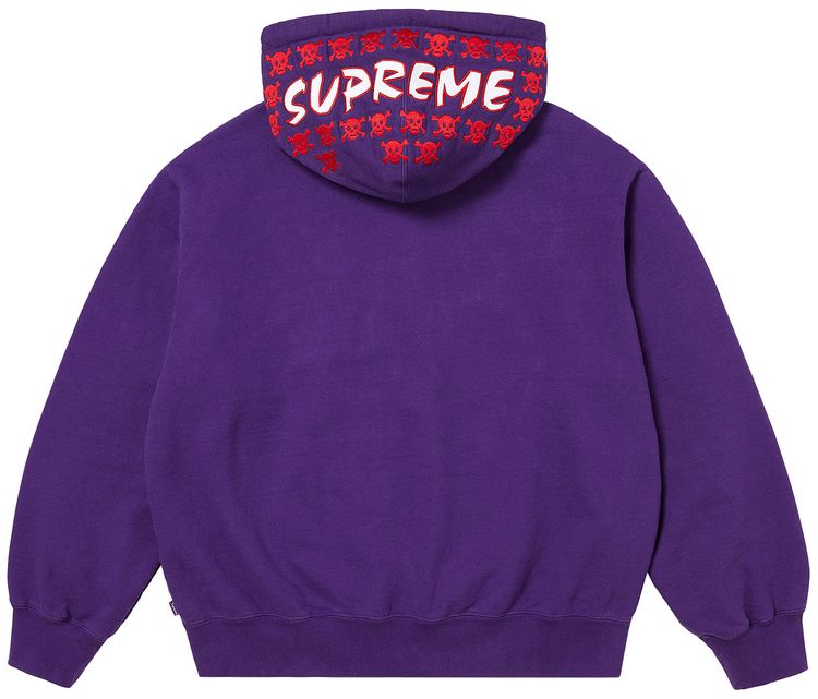 Supreme League Champs Zip Up Hooded Sweatshirt Purple