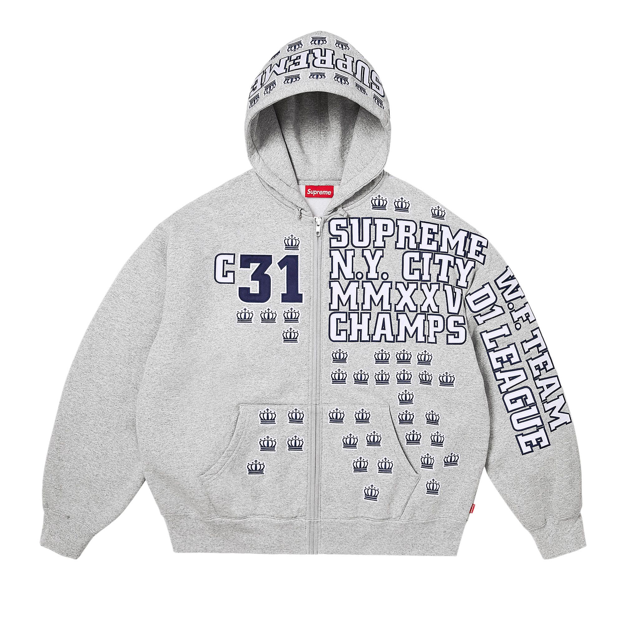 Buy Supreme League Champs Zip Up Hooded Sweatshirt 'Heather Buy Supreme League Champs Zip Up Hooded Sweatshirt 'Heather