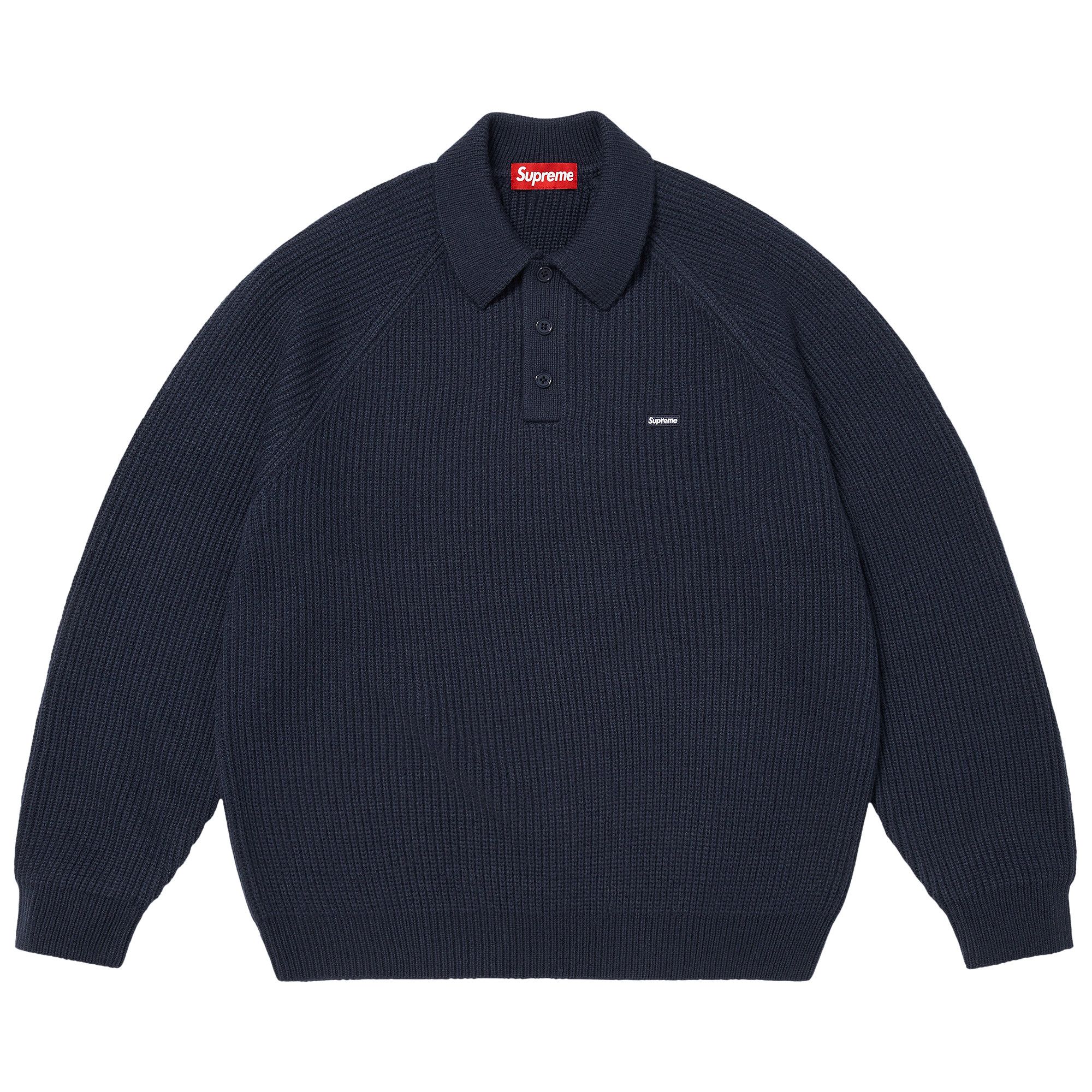 Buy Supreme Small Box Polo Sweater 'Navy' - FW25SK37 NAVY | GOAT