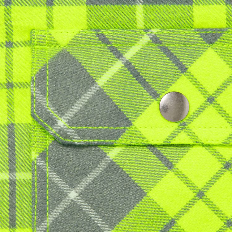 Supreme x Dickies Lined Zip Up Hooded Flannel Shirt Fluorescent Green