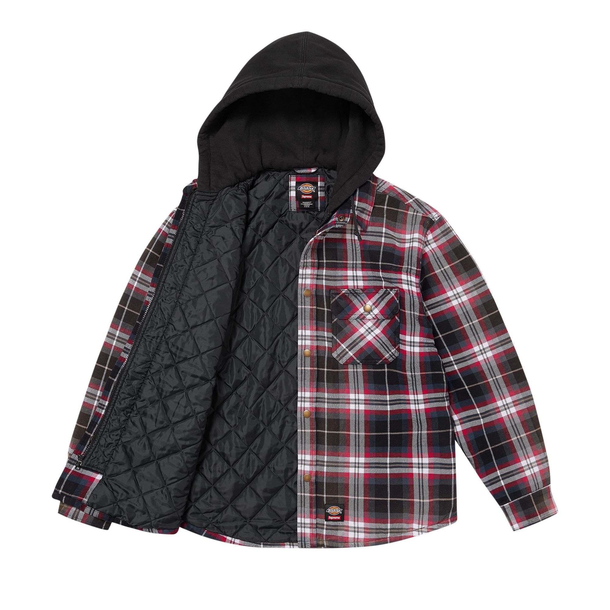 Buy Supreme x Dickies Lined Zip Up Hooded Flannel Shirt 'Black