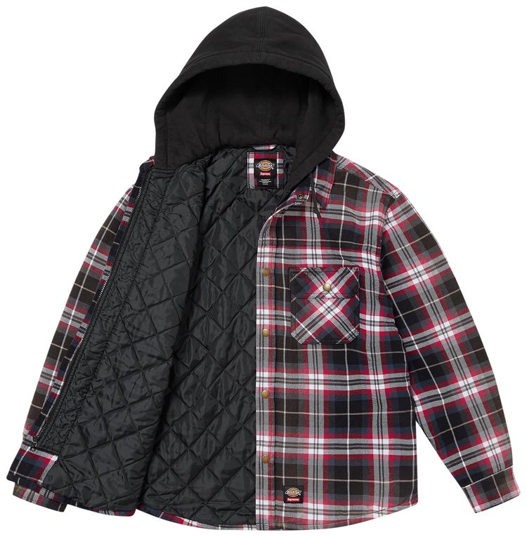 Supreme x Dickies Lined Zip Up Hooded Flannel Shirt Black