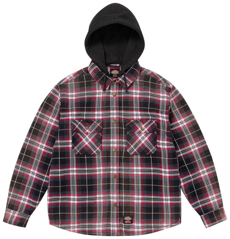 Supreme x Dickies Lined Zip Up Hooded Flannel Shirt Black
