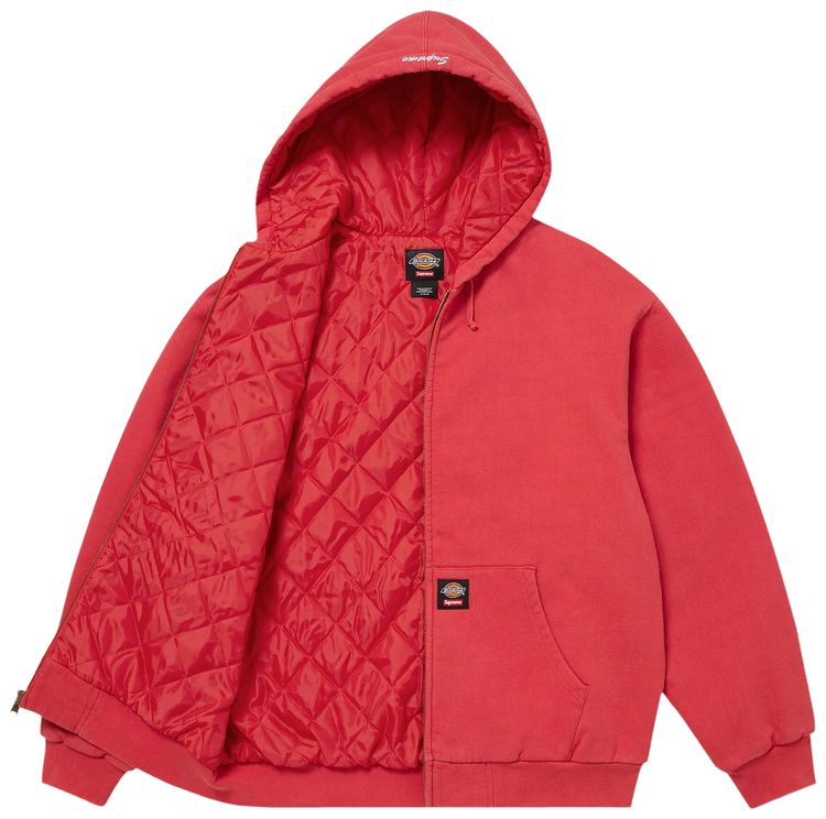 Supreme x Dickies Quilted Lined Zip Up Hooded Sweatshirt Burnt Red