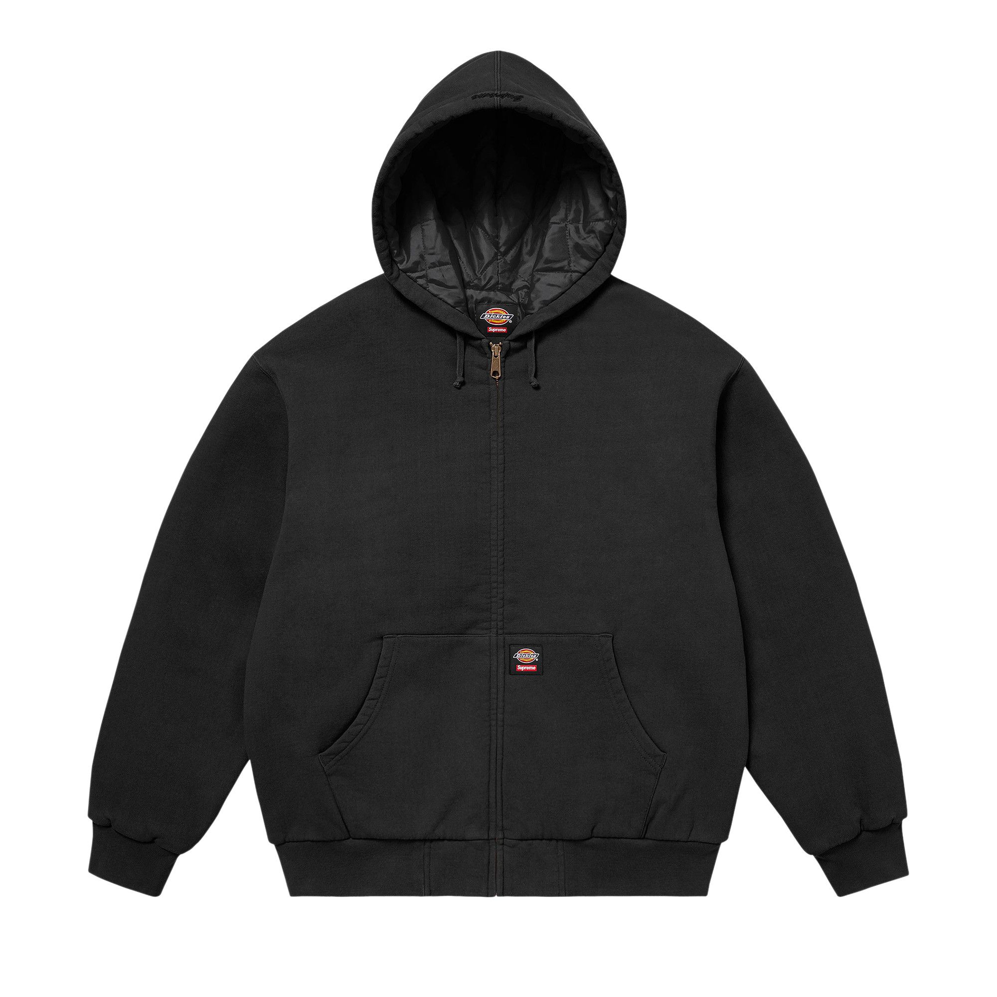 Supreme Dickies ブラック MA-1ジャケット Supreme Dickies Hooded Leather Work Jacket Black