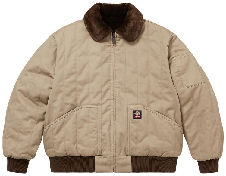 Supreme x Dickies Reversible Quilted Faux Fur Work Jacket Tan