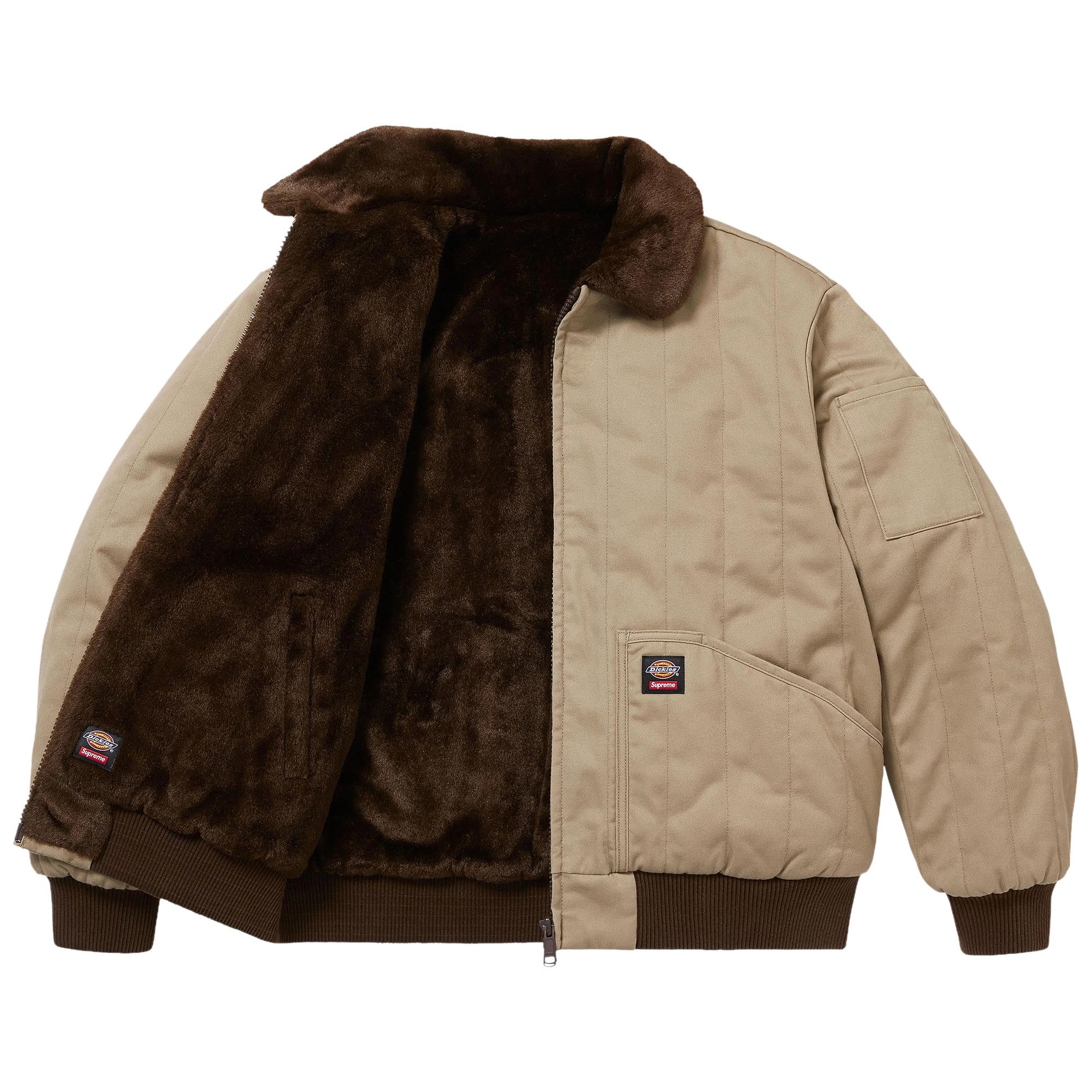 Buy Supreme x Dickies Reversible Quilted Faux Fur Work Jacket 'Tan