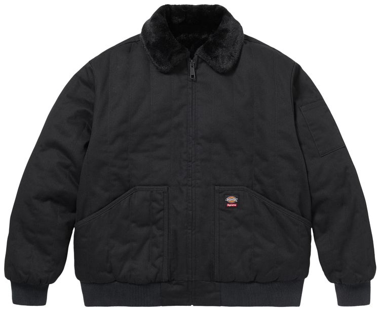Supreme x Dickies Reversible Quilted Faux Fur Work Jacket Black