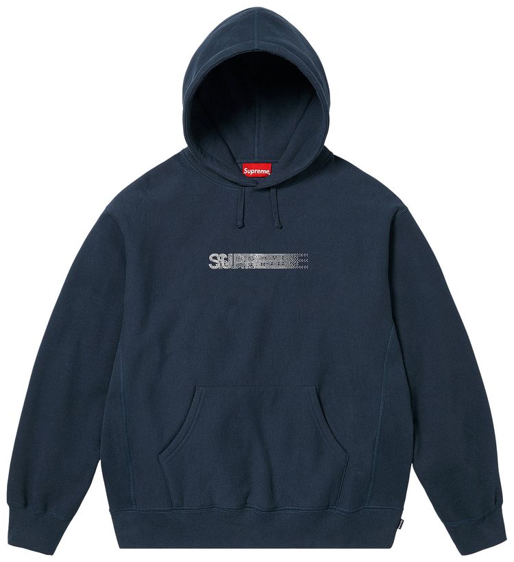 Supreme Swarovski Motion Logo Hooded Sweatshirt Navy