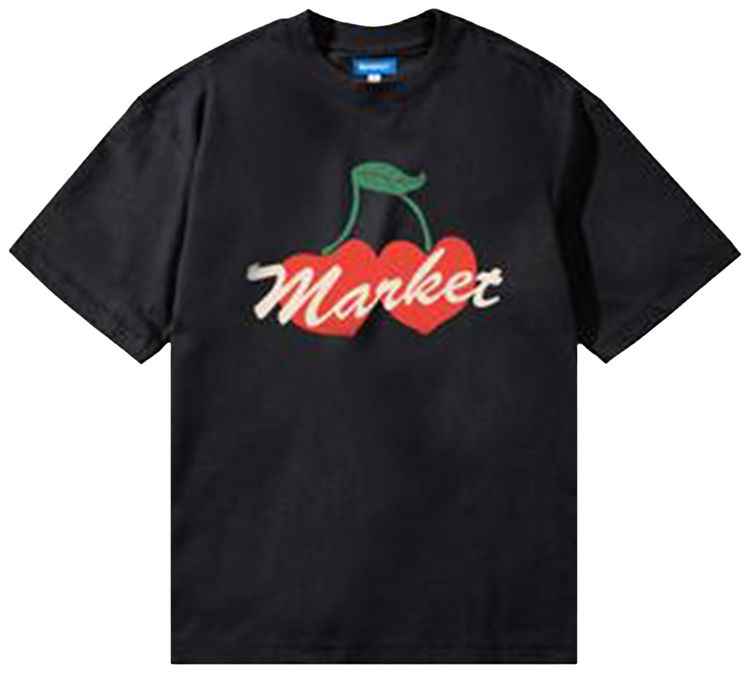 Market Double Cherries T Shirt Pirate Black