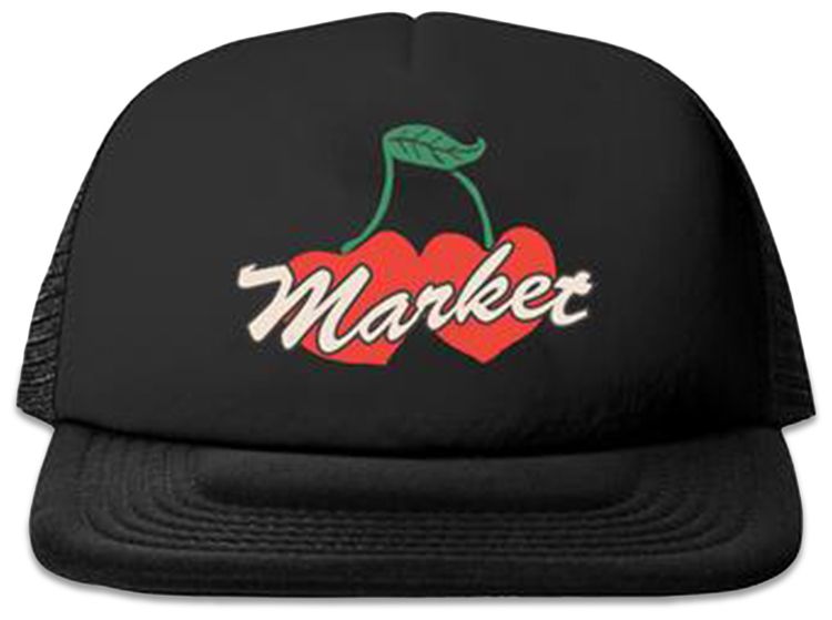 Market Double Cherries Trucker Hat Pirate Black