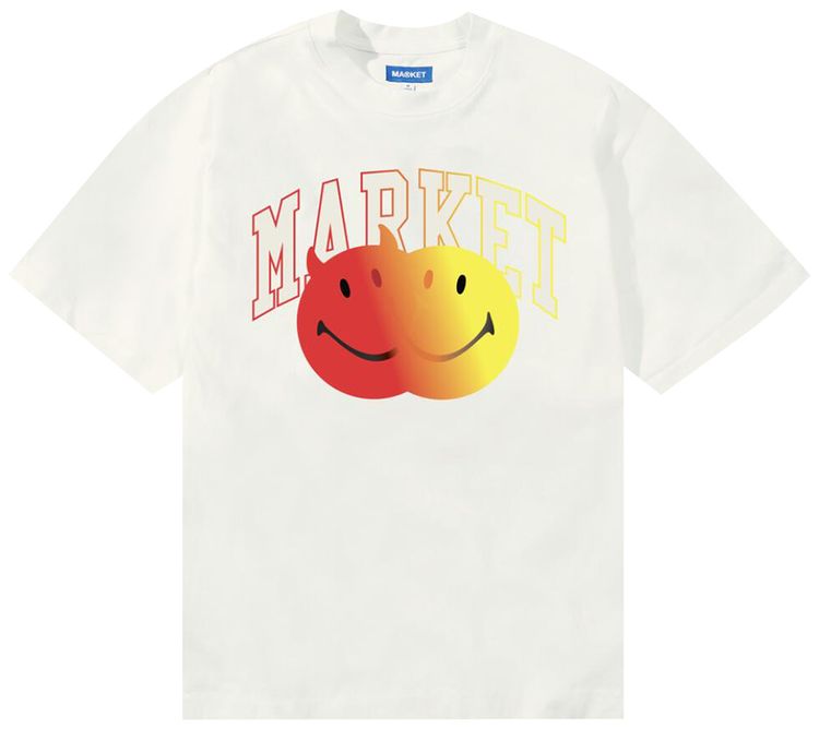 Market Smiley Good And Evil T Shirt Unbleached Cotton