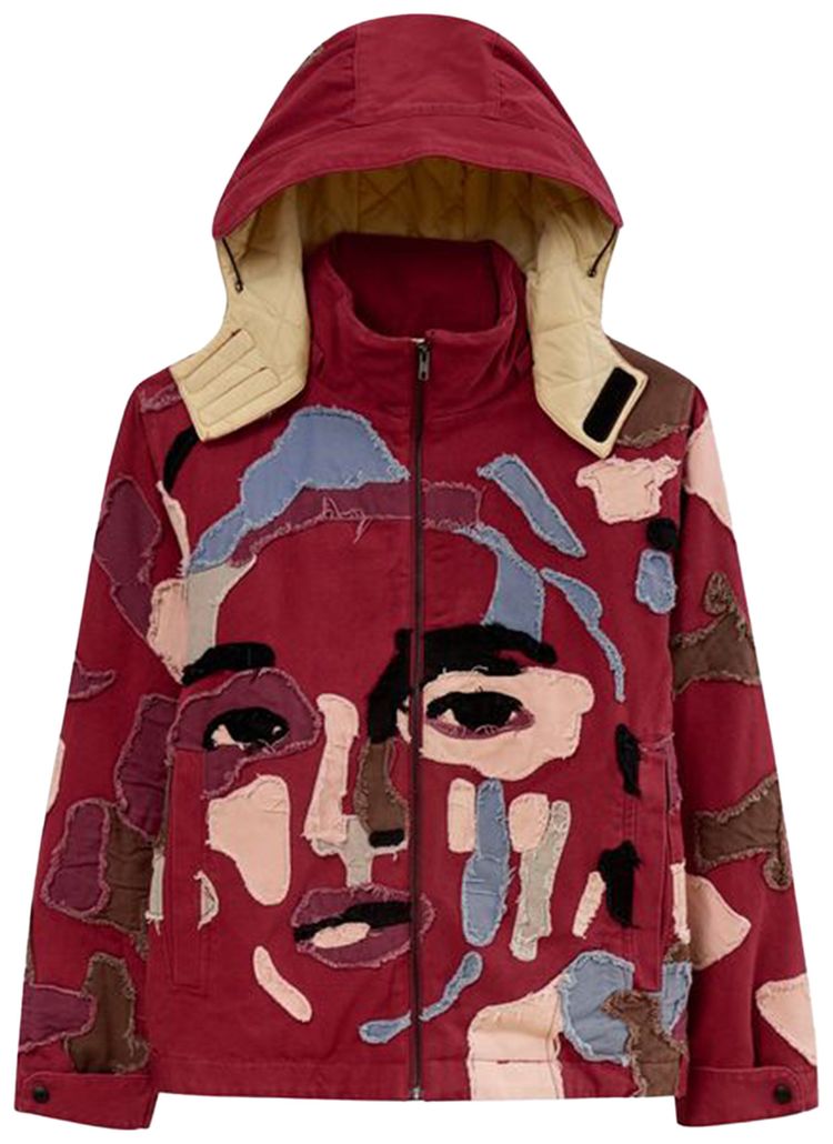KidSuper Collaged Man Puffer Jacket Burgundy