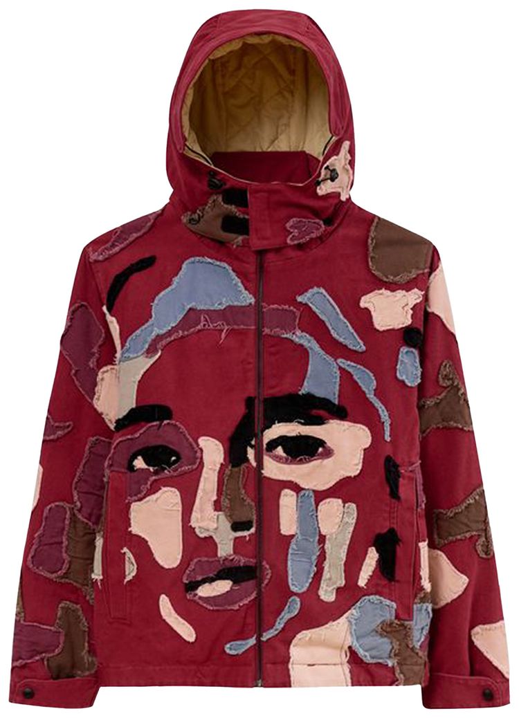 KidSuper Collaged Man Puffer Jacket Burgundy