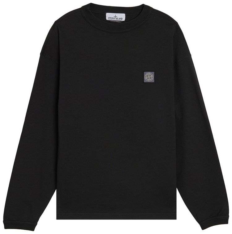 Stone Island Combed Organic Cotton Long Sleeve T Shirt Black