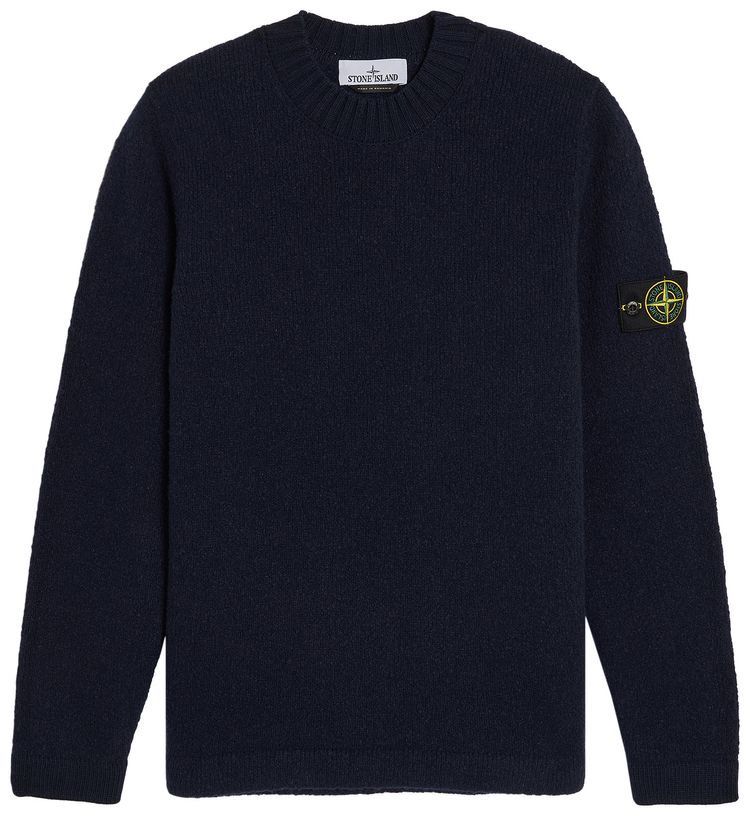 Stone Island Wool Nylon Knit Crewneck Navy Blue