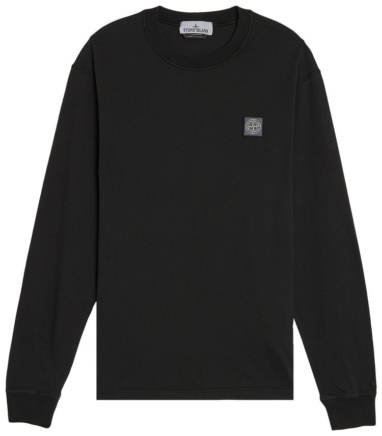Stone Island Fissato Effect Long Sleeve T Shirt Black