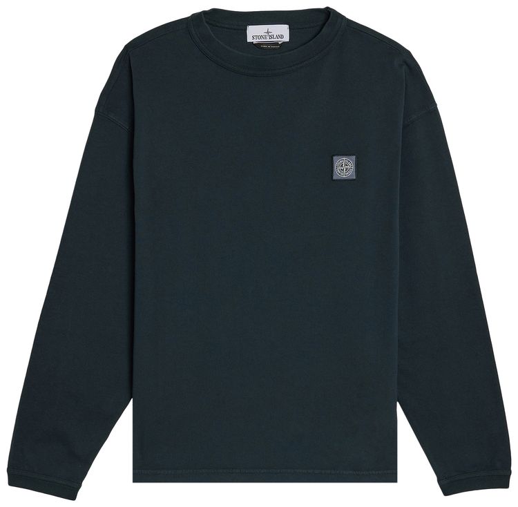 Stone Island Combed Organic Cotton Long Sleeve T Shirt Navy Blue