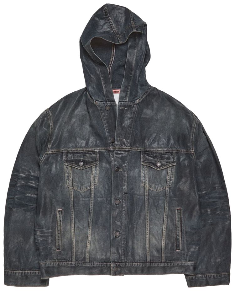 Acne Studios Hooded Denim Jacket Black