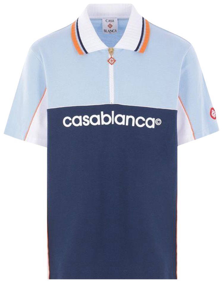 Casablanca Oversized Color Block Polo Pale BlueWhiteNavy