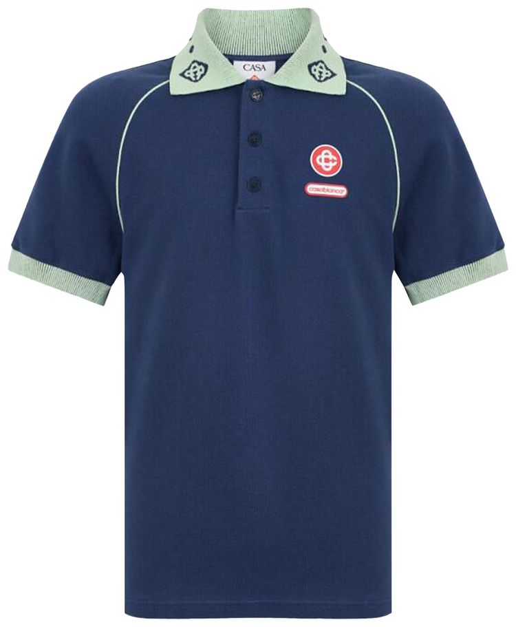 Casablanca Chenille Collar Raglan Polo Navy