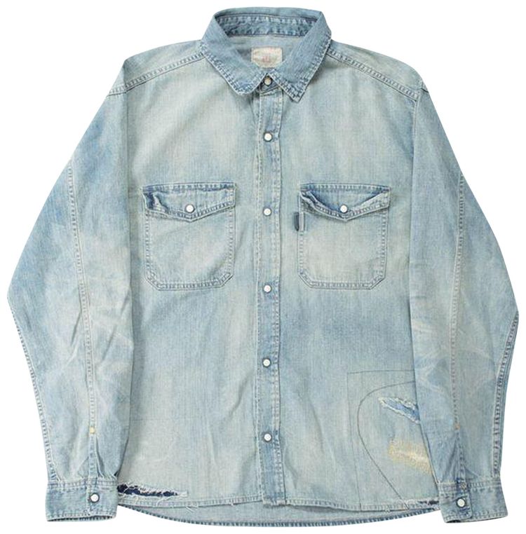 Mastercraft Union Kintsugi Chambray Shirt Mid Vintage Blue