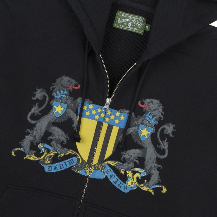 Denim Tears Panther Crest Zip Up Hoodie Black