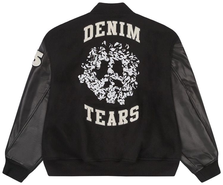 Denim Tears Peace Wreath Varsity Jacket Black