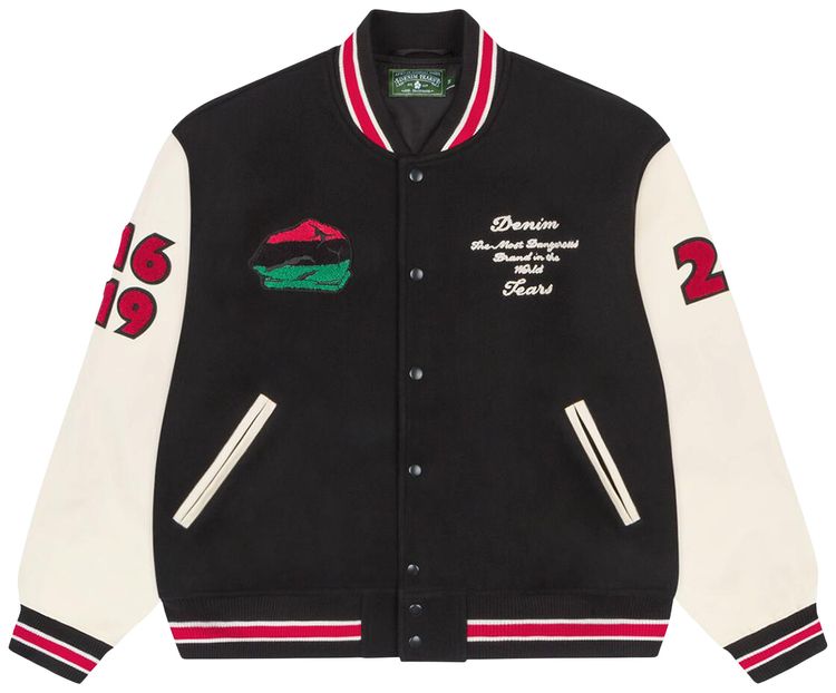 Denim Tears Peace Wreath Varsity Jacket BlackWhite