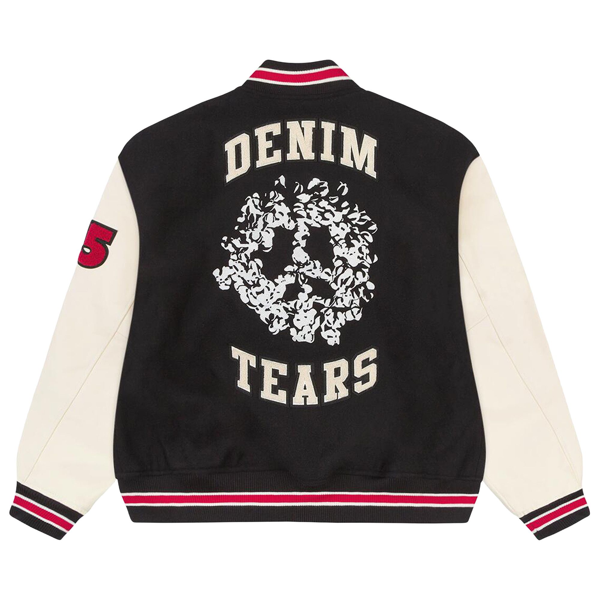Buy Denim Tears Peace Wreath Varsity Jacket 'Black/White