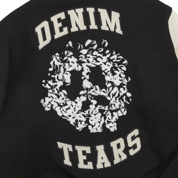 Denim Tears Peace Wreath Varsity Jacket BlackWhite
