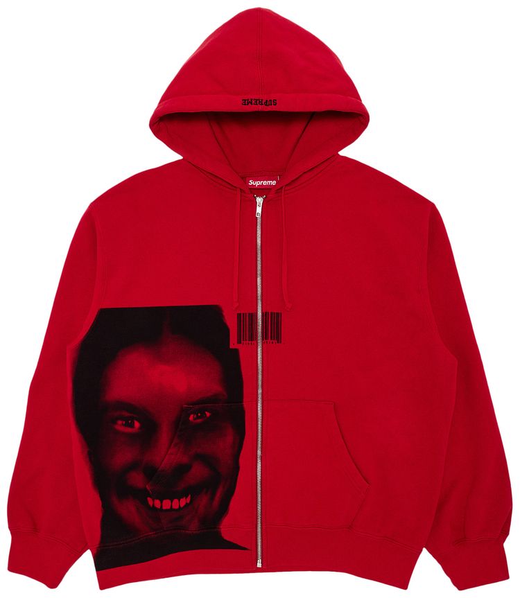 Supreme x Aphex Twin Zip Up Hooded Sweatshirt Red