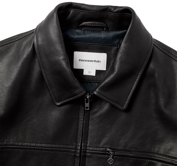 thisisneverthat Leather Harrington Jacket Black