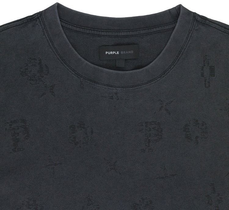 PURPLE BRAND Textured Jersey Short Sleeve Tee Black