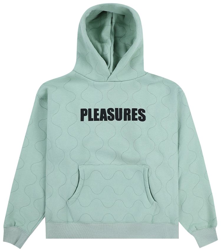 Pleasures Wave Quilted Hoodie Matcha