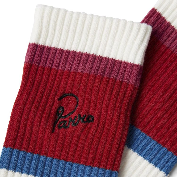 Parra Signature Striped Crew Socks Red