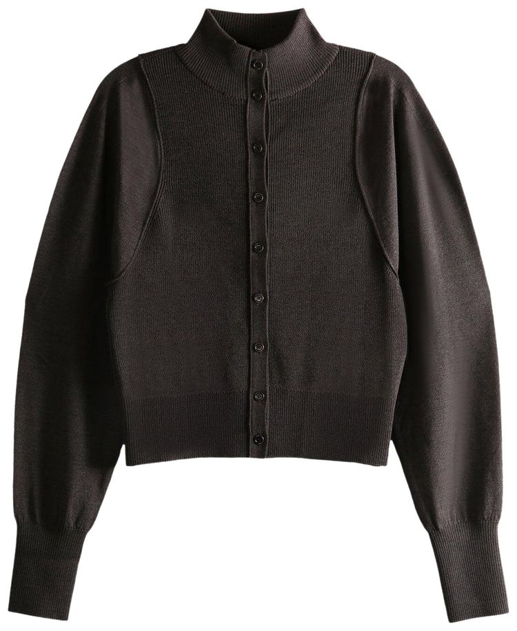 Amomento Blocking Button Up Cardigan Dark Brown