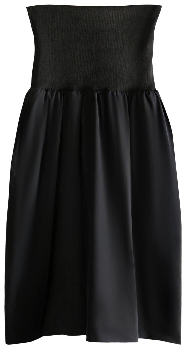 Amomento Taffeta Shirring Flare Skirt Black
