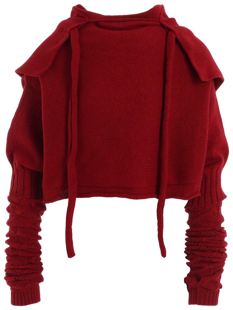 Yohji Yamamoto Cropped Po WArm Warmers Hoodie Red