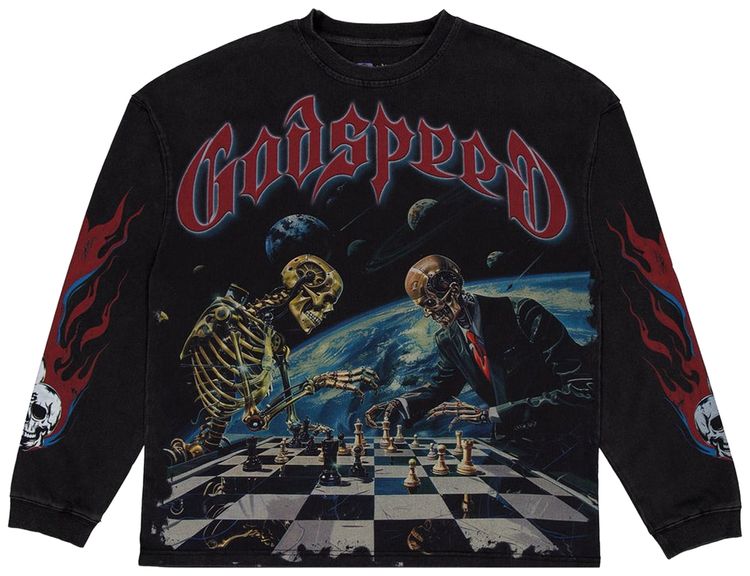 Godspeed Checkmate Long Sleeve T Shirt Black Wash