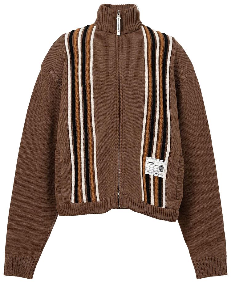 Maison Mihara Yasuhiro Bedwin Bulky Knit Zip Cardigan Brown