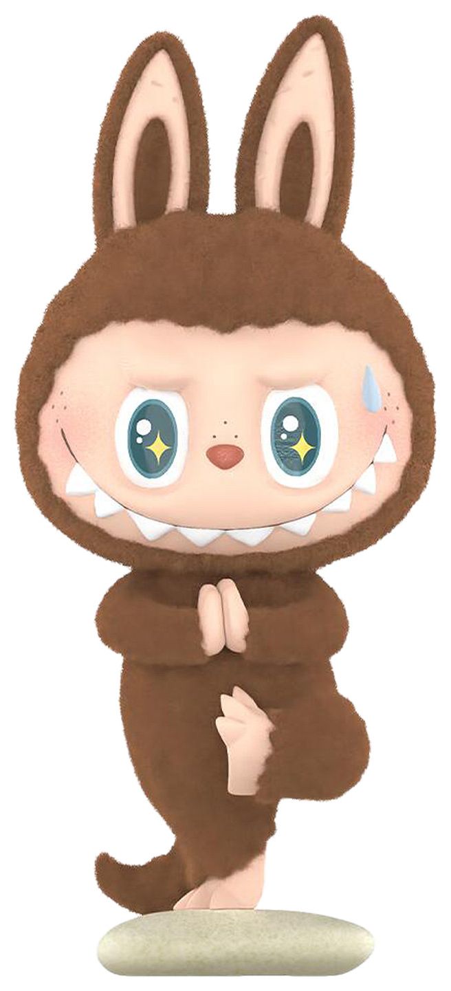 Pop Mart Labubu THE MONSTERS Lazy Yoga Series Yoga Coach Figure Brown Secret Edition