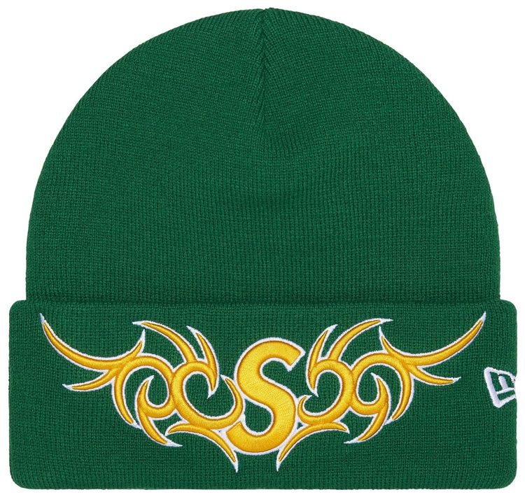 Supreme New Era Tribal S Logo Beanie Green