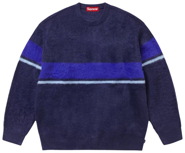 Supreme Brushed Stripe Sweater Navy
