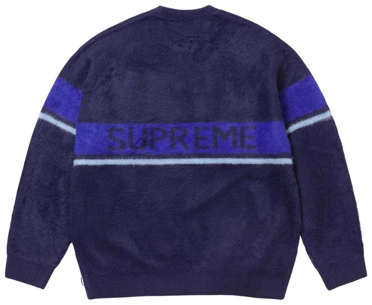 Supreme Brushed Stripe Sweater Navy