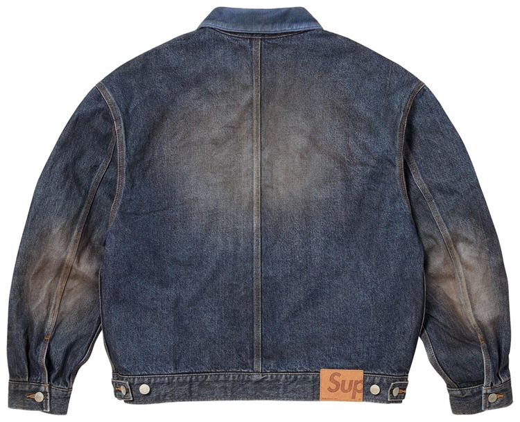 Supreme Distressed Selvedge Trucker Jacket Washed Indigo