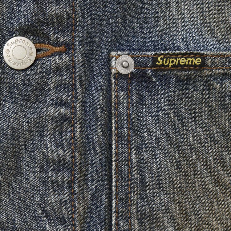 Supreme Distressed Selvedge Trucker Jacket Washed Indigo