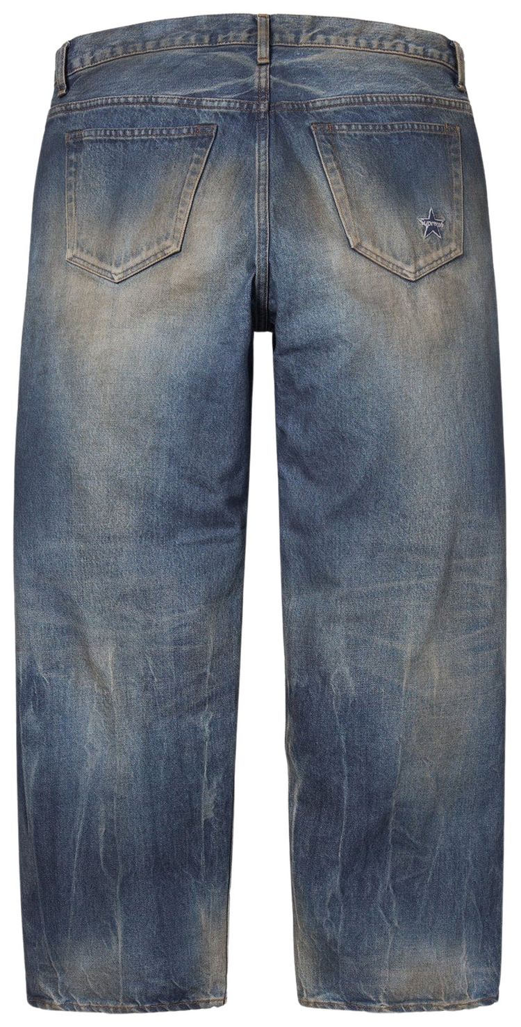 Supreme Distressed Loose Fit Selvedge Jean Washed Indigo