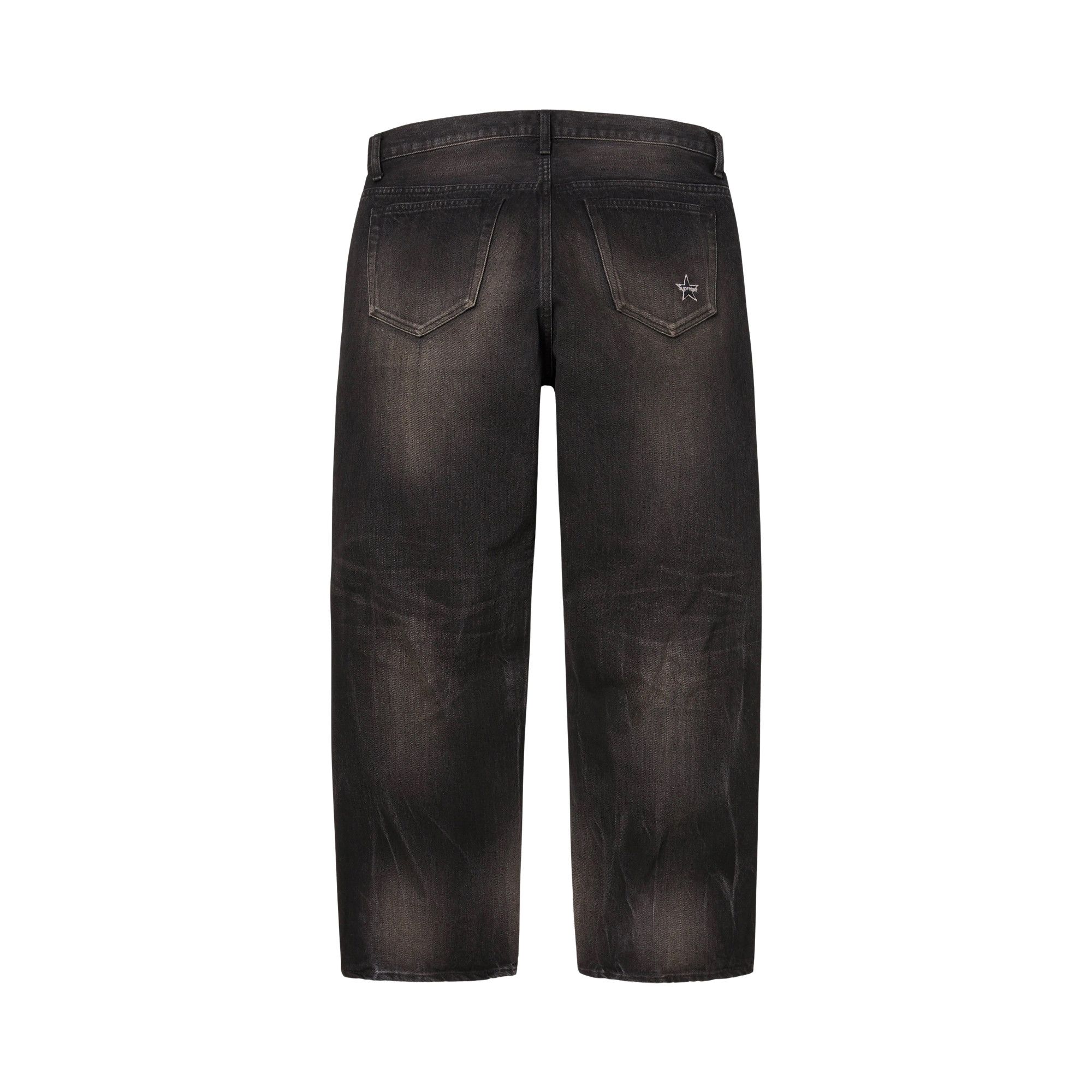 Distressed Loose Fit Selvedge Jean Supreme Rigid Baggy Black