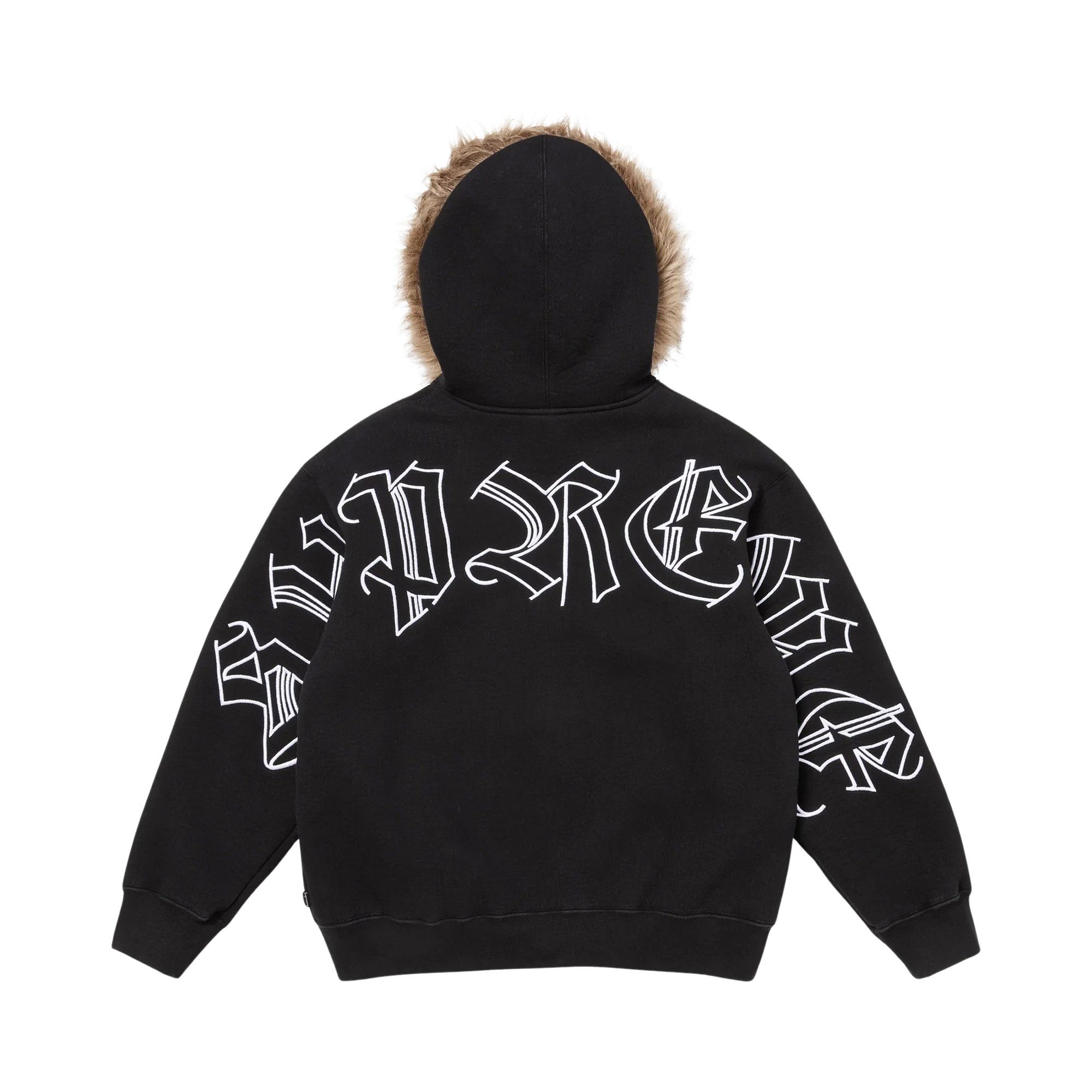 Buy Supreme Faux Fur Zip Up Hooded Sweatshirt 'Black' - FW25SW23